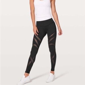 Lululemon Wunder Under High Rise Tight Black Mesh Leggings Special Edition 4